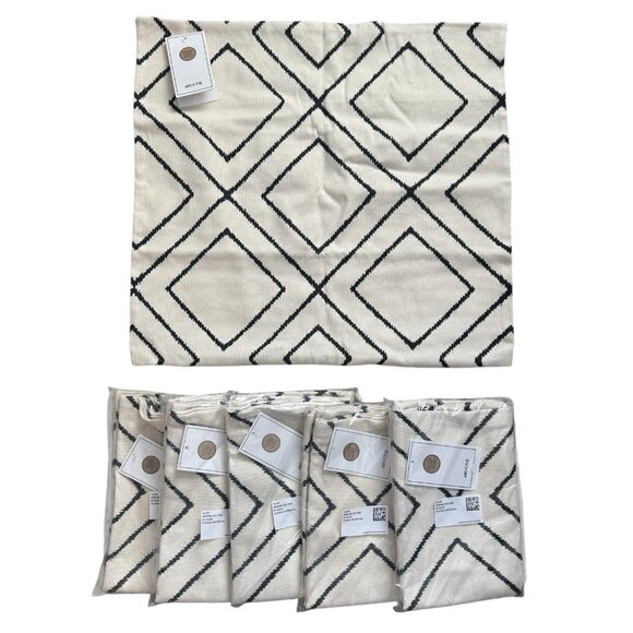 Set Of 6 H&M Home Cream Black Patterned Pillow Cover 20x20 Recycled Cotton New - Picture 1 of 6